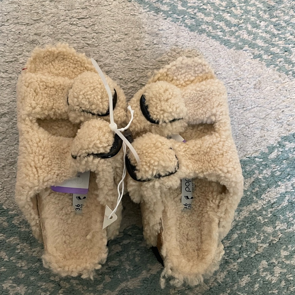 Birkenstock Papillio Big Buckle cream Platform/Slippers/sandals, Women's Size 6